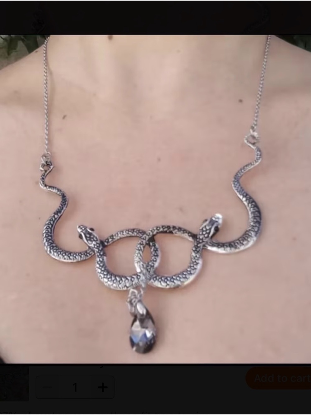 ⭐️ Snake Pendant Necklace with Crystal